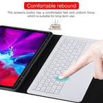 T129 Abnehmbare Bluetooth weiße Tastatur Mikrofaser-Leder-Tablet-Hülle für iPad Pro 12,9 Zoll (2020), mit Halter, weiße Tastatur