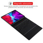 T129 Abnehmbare Bluetooth schwarze Tastatur Mikrofaser-Leder-Tablet-Hülle für iPad Pro 12,9 Zoll (2020), mit Halter, schwarze Tastatur