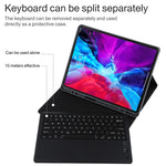 T129 Abnehmbare Bluetooth schwarze Tastatur Mikrofaser-Leder-Tablet-Hülle für iPad Pro 12,9 Zoll (2020), mit Halter, schwarze Tastatur