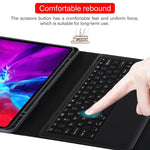 T129 Abnehmbare Bluetooth schwarze Tastatur Mikrofaser-Leder-Tablet-Hülle für iPad Pro 12,9 Zoll (2020), mit Halter, schwarze Tastatur