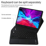 TG11BCS Abnehmbares Bluetooth Schwarzes Tastatur-Mikrofaser-Leder-Tablet-Case für iPad Pro 11 Zoll (2020), mit Hintergrundbeleuchtung & Touchpad & Stifthalter & Halter, Schwarze Tastatur
