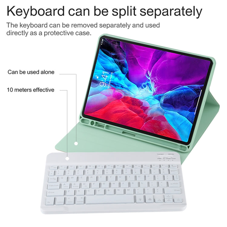 TG11BS Abnehmbare Bluetooth weiße Tastatur Mikrofaser Leder Tablet-Hülle für iPad Pro 11 Zoll (2020), mit Hintergrundbeleuchtung & Stifthalter & Halter, weiße Tastatur