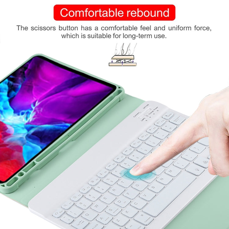 TG11BS Abnehmbare Bluetooth weiße Tastatur Mikrofaser Leder Tablet-Hülle für iPad Pro 11 Zoll (2020), mit Hintergrundbeleuchtung & Stifthalter & Halter, weiße Tastatur