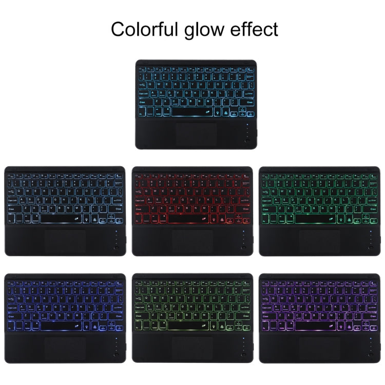 TG-102BCS Abnehmbare Bluetooth schwarze Tastatur + Mikrofaser Leder Tablet-Hülle für iPad 10.2 Zoll / iPad Air (2019), mit Touchpad & Hintergrundbeleuchtung & Stifthalter & Halter, schwarze Tastatur