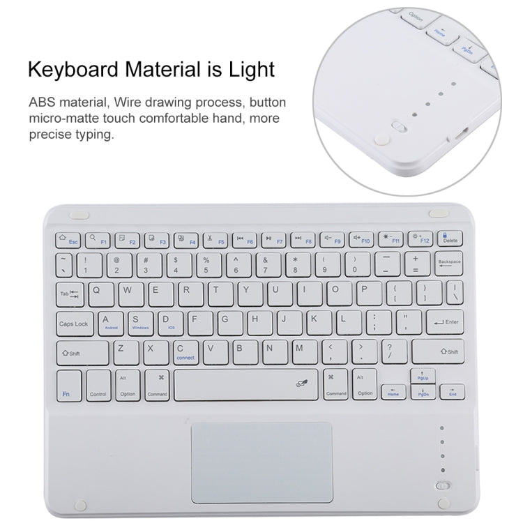TG-102BC Abnehmbare Bluetooth Weiße Tastatur + Mikrofaser-Leder-Tablet-Case für iPad 10,2 Zoll / iPad Air (2019), mit Touchpad & Stifthalter & Halter, Weiße Tastatur