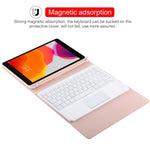TG-102BC Abnehmbare Bluetooth Weiße Tastatur + Mikrofaser-Leder-Tablet-Case für iPad 10,2 Zoll / iPad Air (2019), mit Touchpad & Stifthalter & Halter, Weiße Tastatur