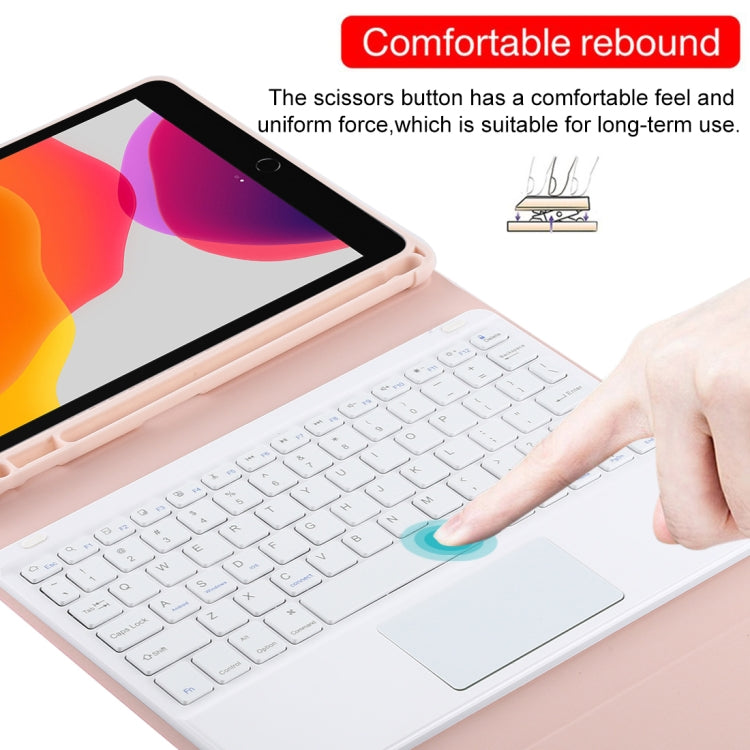 TG-102BC Abnehmbare Bluetooth Weiße Tastatur + Mikrofaser-Leder-Tablet-Case für iPad 10,2 Zoll / iPad Air (2019), mit Touchpad & Stifthalter & Halter, Weiße Tastatur