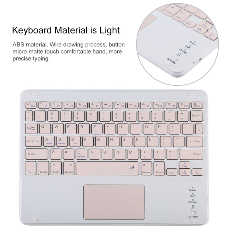 TG-102BC Abnehmbares Bluetooth Pinkes Keyboard + Mikrofaser-Leder-Tablet-Hülle für iPad 10,2 Zoll / iPad Air (2019), mit Touchpad & Stiftschacht & Halter, Pinkes Keyboard