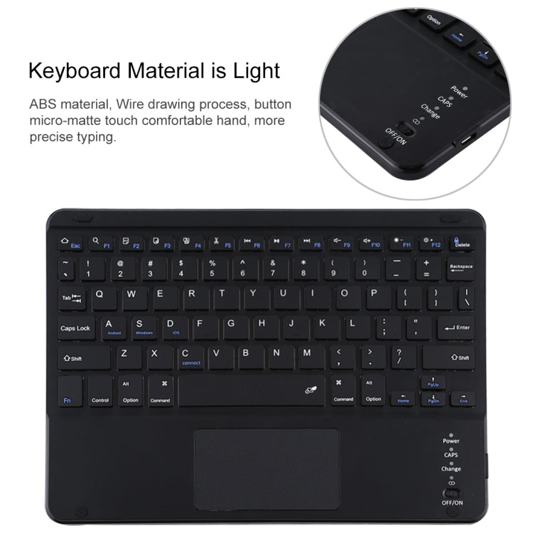 TG-102BC Abnehmbare Bluetooth Schwarze Tastatur + Mikrofaser Leder Tablet-Hülle für iPad 10,2 Zoll / iPad Air (2019), mit Touchpad & Stifthalter & Halter, TG-102BC