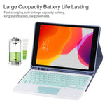 TG-102BC Detachable Bluetooth Green Keyboard + Microfiber Leather Tablet Case for iPad 10.2 inch / iPad Air (2019), with Touch Pad & Pen Slot & Holder, Green Keyboard