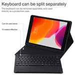 TG109BC Abnehmbare Bluetooth Schwarze Tastatur + Mikrofaser Leder Tablet-Hülle für iPad Air 2020, mit Touchpad & Stifthalter & Halter, TG109BC