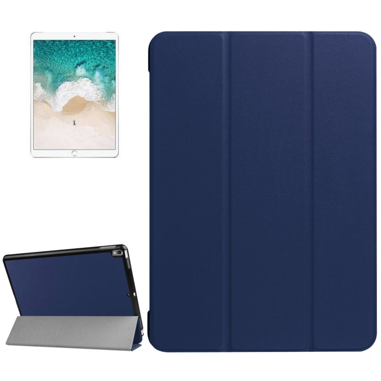 For iPad Pro 10.5 inch PU Litchi Texture 3-folding Smart Case Clear Back Cover with Holder