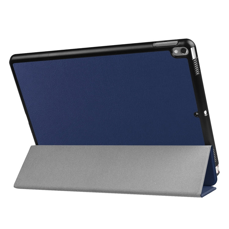 For iPad Pro 10.5 inch PU Litchi Texture 3-folding Smart Case Clear Back Cover with Holder