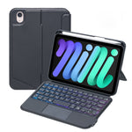T06-AS Für iPad mini6 / mini 7 Touch-Hintergrundbeleuchtung Split-Typ Bluetooth Tastatur Lederhülle, T06-AS