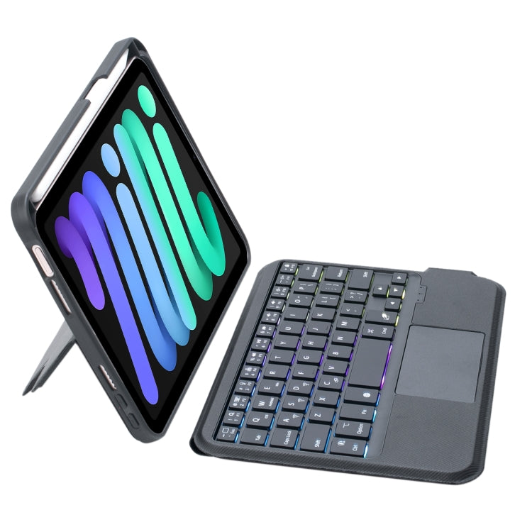 T06-AS Für iPad mini6 / mini 7 Touch-Hintergrundbeleuchtung Split-Typ Bluetooth Tastatur Lederhülle, T06-AS