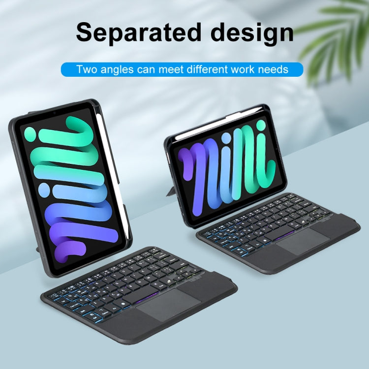 T06-AS Für iPad mini6 / mini 7 Touch-Hintergrundbeleuchtung Split-Typ Bluetooth Tastatur Lederhülle, T06-AS