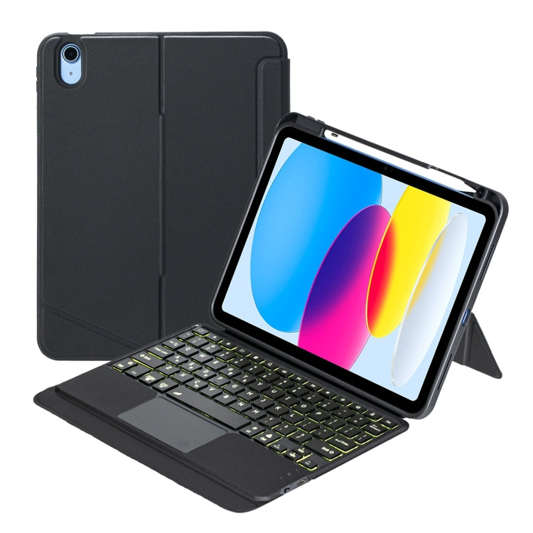 T10-AS Für iPad 11 2025 / iPad 10. Generation 10.9 2022 Touch-Hintergrundbeleuchtung Split-Typ Bluetooth Tastatur Lederhülle, T10-A