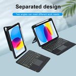 T10-AS Für iPad 11 2025 / iPad 10. Generation 10.9 2022 Touch-Hintergrundbeleuchtung Split-Typ Bluetooth Tastatur Lederhülle, T10-A