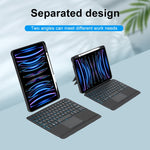 T11-AS Für iPad Air 11 2025 / Air 5 / 4 10.9 / Pro 11 2022&2021&2020&2018 Touch-Hintergrundbeleuchtung Split-Typ Bluetooth Tastatur Lederhülle, T11-AS