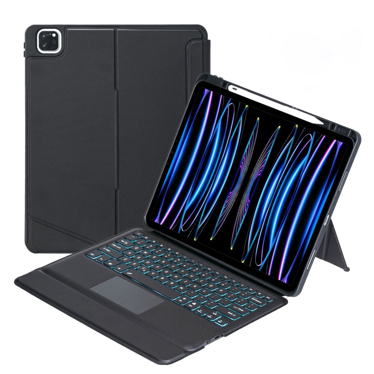 T129-AS Für iPad Air 13 2025 / Pro 12.9 2022 / 2021 / 2020 / 2018 Touch-Hintergrundbeleuchtung Split-Typ Bluetooth Tastatur Lederhülle, T129-AS