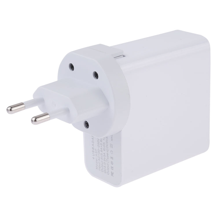 A3P 3A Max Output USB-C / Typ-C + QC3.0 + Dual USB 4 Port Wandladegerät, EU-Stecker, EU-Stecker