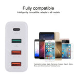 A3P 3A Max Output USB-C / Typ-C + QC3.0 + Dual USB 4 Port Wandladegerät, EU-Stecker, EU-Stecker