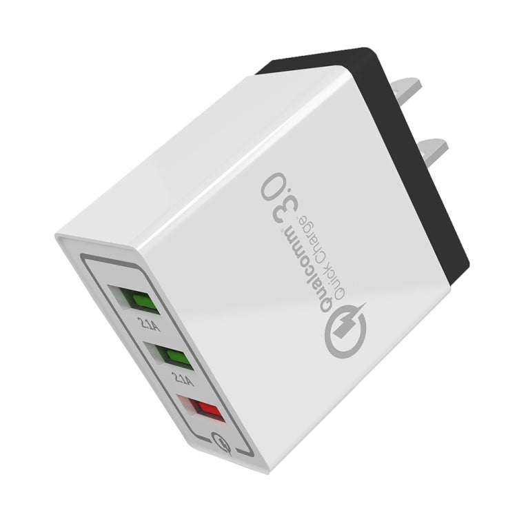 AR-QC-03 2.1A 3 USB-Anschlüsse Schnellladegerät Reise-Ladegerät, US-Stecker, AR-QC-03 US, AR-QC-03 US-Stecker Blau