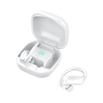 258 Kabelloser Bluetooth-Ohrhörer mit Ohrbügel, Ladebox & Digitalanzeige, unterstützt Touch & HD-Anruf & Sprachassistent & NFC, MD03 Schwarz, 258 Weiß