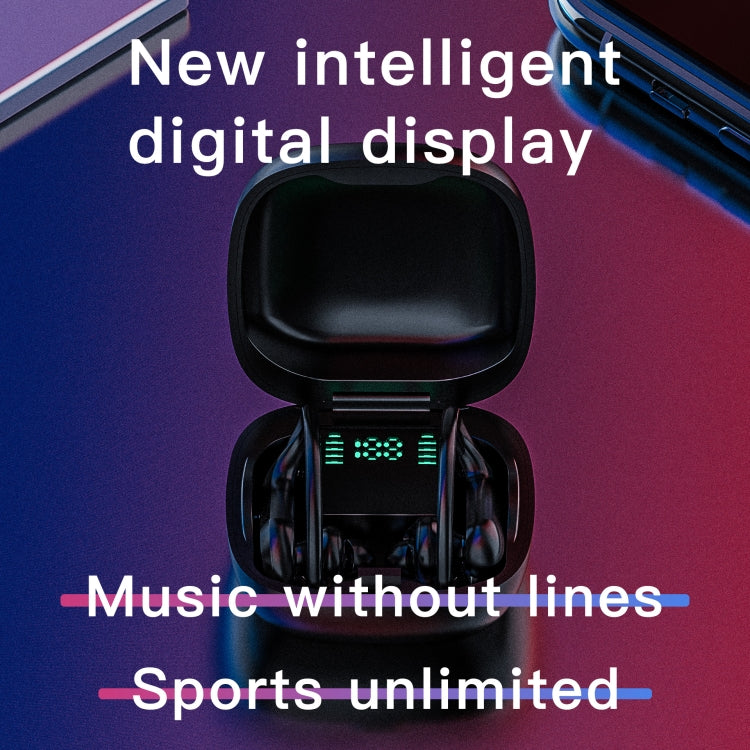 258 Kabelloser Bluetooth-Ohrhörer mit Ohrbügel, Ladebox & Digitalanzeige, unterstützt Touch & HD-Anruf & Sprachassistent & NFC, MD03 Schwarz, 258 Weiß