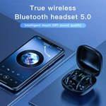 258 Kabelloser Bluetooth-Ohrhörer mit Ohrbügel, Ladebox & Digitalanzeige, unterstützt Touch & HD-Anruf & Sprachassistent & NFC, MD03 Schwarz, 258 Weiß