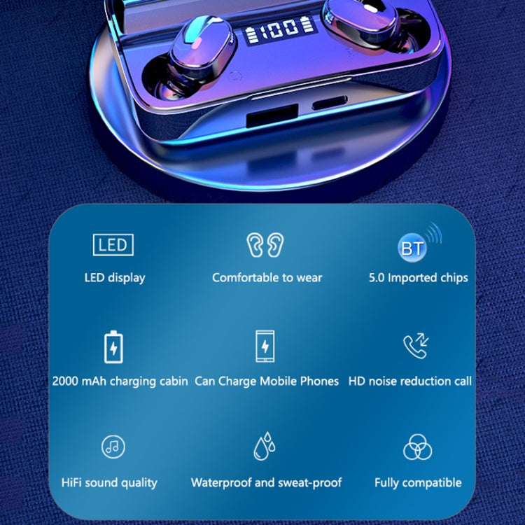 A9 TWS CVC8.0 und DSP Duale Geräuschunterdrückung Bluetooth-Ohrhörer mit magnetischer Ladebox & LED-Digitalanzeige, unterstützt Touch & HD-Anruf & Siri & Powerbank, A9