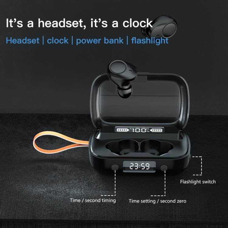 A13 TWS CVC8.0 und DSP Duale Geräuschunterdrückung Touch Bluetooth-Ohrhörer mit Ladebox, unterstützt LED-Digitalanzeige & Uhr & Taschenlampe & HD-Anruf & Siri & Powerbank, A13