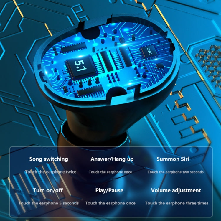 A13 TWS CVC8.0 und DSP Duale Geräuschunterdrückung Touch Bluetooth-Ohrhörer mit Ladebox, unterstützt LED-Digitalanzeige & Uhr & Taschenlampe & HD-Anruf & Siri & Powerbank, A13