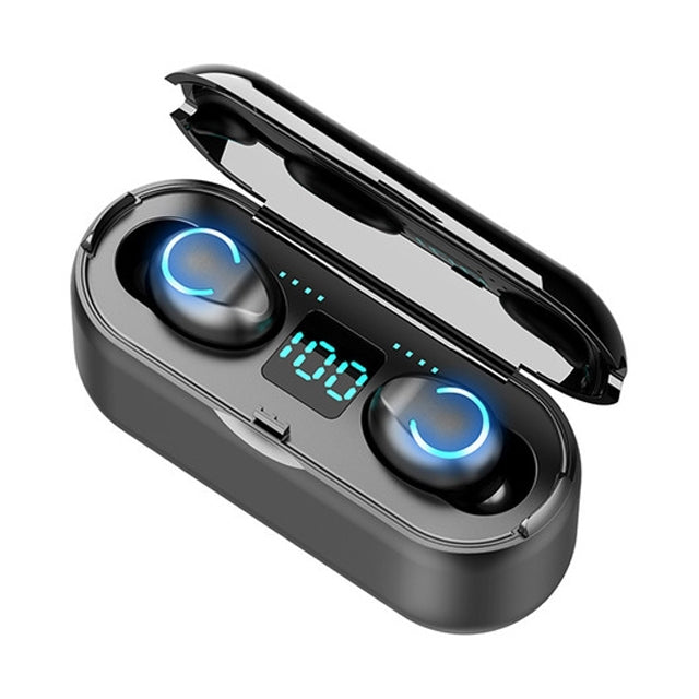F9-8 TWS CVC8.0 Noise Cancelling Touch Mini Bluetooth Kopfhörer mit Ladebox, Unterstützung Drei-Bildschirm-LED-Leistungsanzeige & Handyhalter & Anruf & Sprachassistent, F9-8