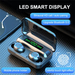 F9-9 TWS CVC8.0 Bluetooth-Kopfhörer mit Geräuschunterdrückung und Ladebox, unterstützt Touch-Beleuchtungseffekt & Drei-Bildschirm-LED-Leistungsanzeige & Powerbank & Handyhalter & HD-Anruf & Sprachassistent, F9-9 Schwarz