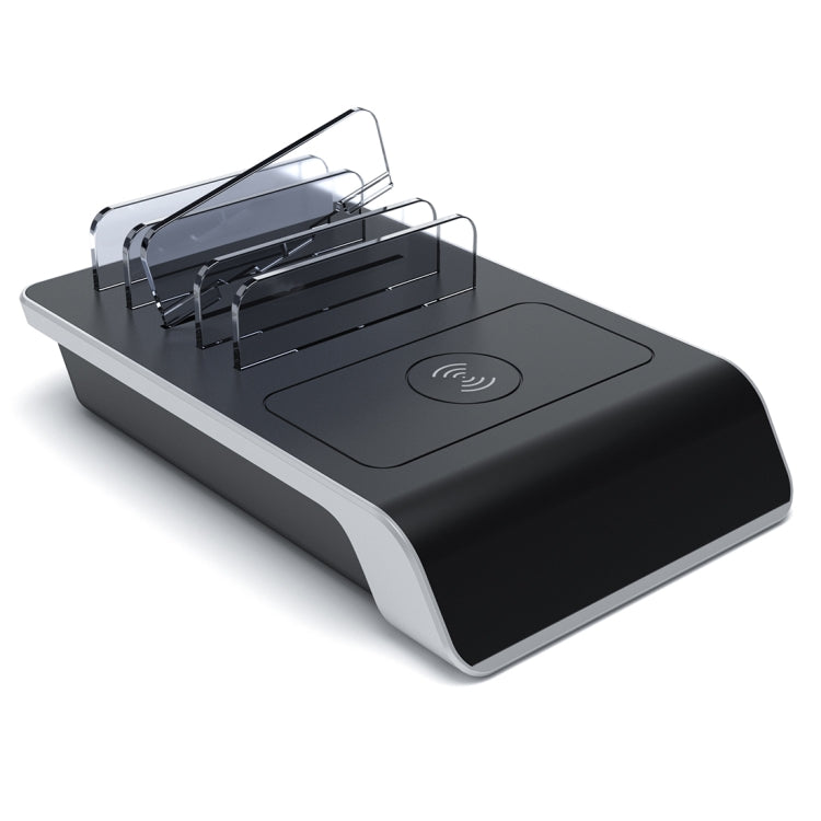 UD09 4 USB-Anschlüsse Qi Standard Kabelloses Ladegerät Telefon Desktop-Ständer Halter, UK-Stecker, UK-Stecker