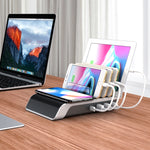 UD09 4 USB-Anschlüsse Qi Standard Kabelloses Ladegerät Telefon Desktop-Ständer Halter, UK-Stecker, UK-Stecker