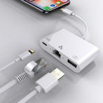 8-Pin zu RJ45 1000Mbps Netzwerkadapter + Ladeanschluss + Kamera USB-Lese Multifunktionskonverter, 1000Mbps