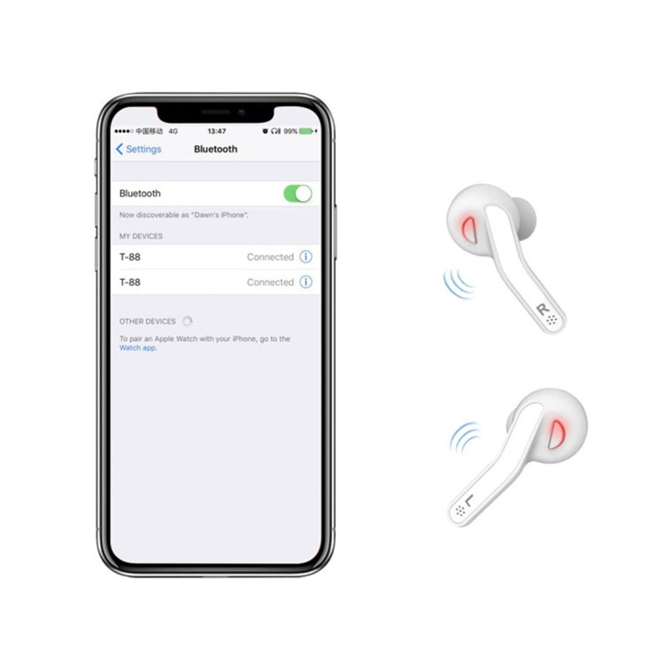 T-88 TWS Bluetooth V5.0 Kabellose Stereo-Ohrhörer mit magnetischer Ladestation