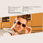 JHO-A9 TWS Kabelloser hängender Ohrhörer Bluetooth-Ohrhörer mit Lade- + Aufbewahrungstasche mit Reißverschluss, Sprachsteuerung unterstützt, JHO-A9