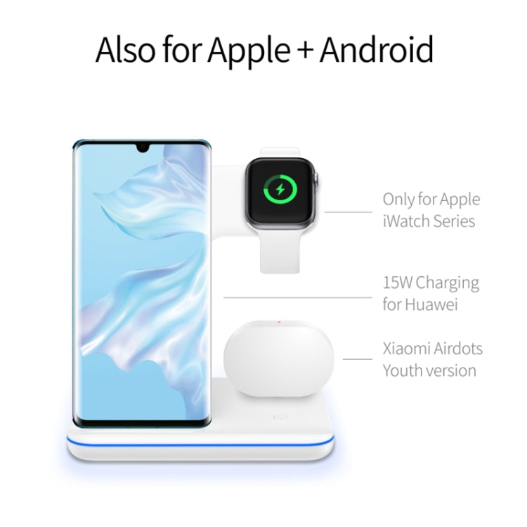 Z5 QI vertikales magnetisches kabelloses Ladegerät für Mobiltelefone, Apple Watches und AirPods / Xiaomi Redmi AirDots, mit Touch-Ringlicht, Z5