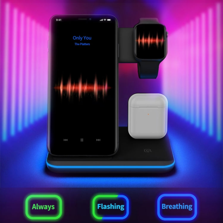 Z5 QI vertikales magnetisches kabelloses Ladegerät für Mobiltelefone, Apple Watches und AirPods / Xiaomi Redmi AirDots, mit Touch-Ringlicht, Z5