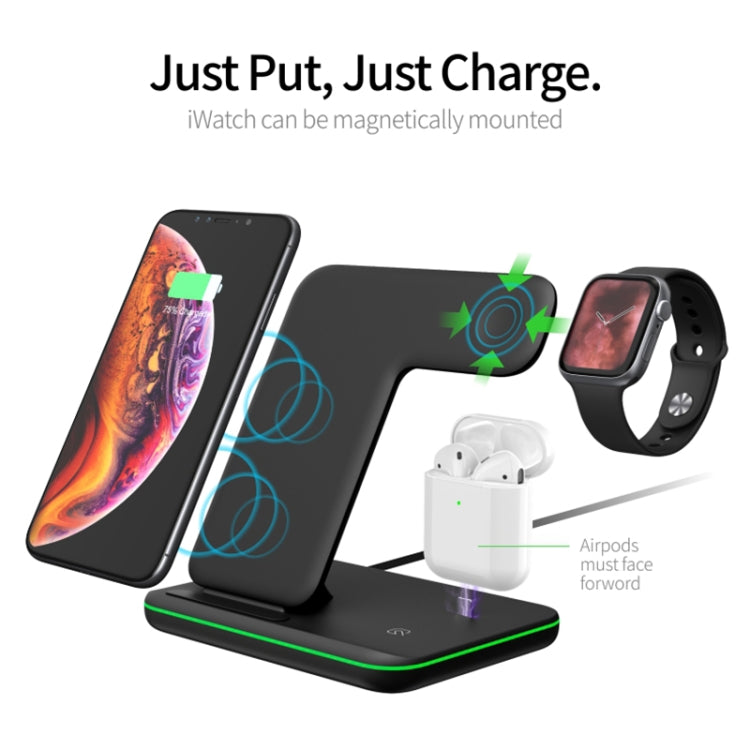 Z5 QI vertikales magnetisches kabelloses Ladegerät für Mobiltelefone, Apple Watches und AirPods / Xiaomi Redmi AirDots, mit Touch-Ringlicht, Z5