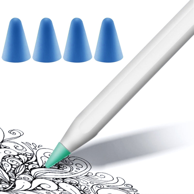 4 STK Rutschfeste, geräuschlose, verschleißfeste Spitzenabdeckung für Apple Pencil 1 / 2, Transparent, Dunkelblau, Mintgrün, Weiß