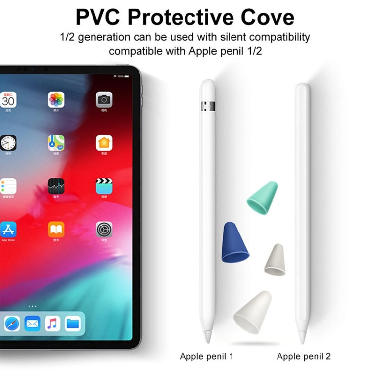 4 STK Rutschfeste, geräuschlose, verschleißfeste Spitzenabdeckung für Apple Pencil 1 / 2, Transparent, Dunkelblau, Mintgrün, Weiß