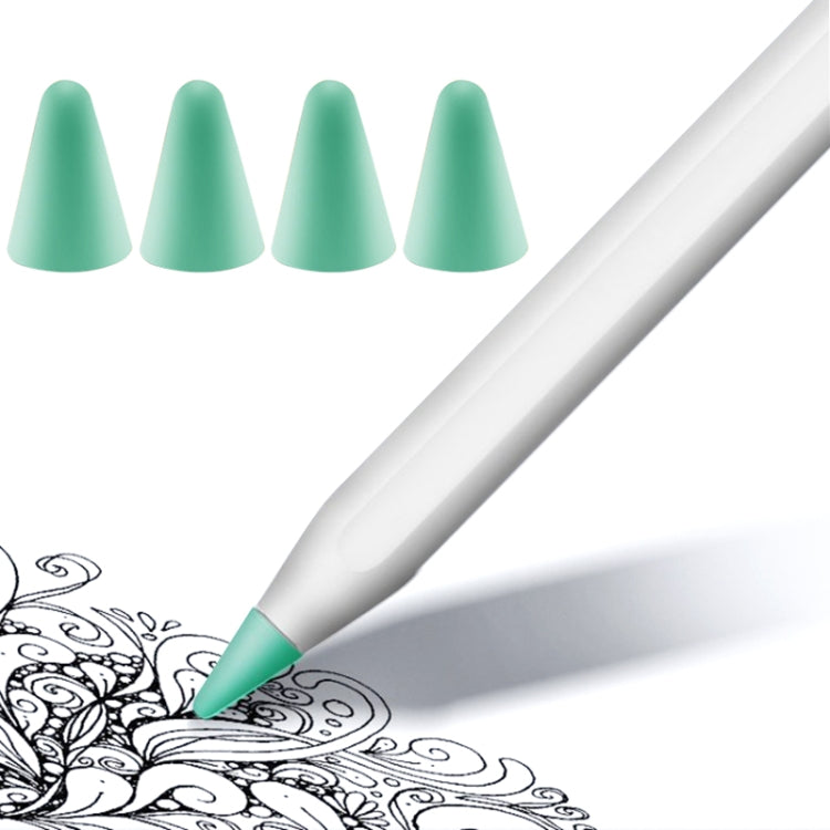 4 STK Rutschfeste, geräuschlose, verschleißfeste Spitzenabdeckung für Apple Pencil 1 / 2, Transparent, Dunkelblau, Mintgrün, Weiß