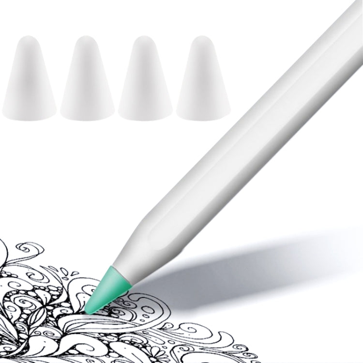 4 STK Rutschfeste, geräuschlose, verschleißfeste Spitzenabdeckung für Apple Pencil 1 / 2, Transparent, Dunkelblau, Mintgrün, Weiß
