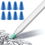 8 PCS Rutschfeste Stummschalt- und Verschleißfeste Spitzenabdeckung für Apple Pencil 1 / 2, Dunkelblau, Minzgrün, Transparent, Weiß
