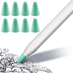 8 PCS Rutschfeste Stummschalt- und Verschleißfeste Spitzenabdeckung für Apple Pencil 1 / 2, Dunkelblau, Minzgrün, Transparent, Weiß