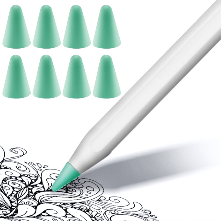8 PCS Rutschfeste Stummschalt- und Verschleißfeste Spitzenabdeckung für Apple Pencil 1 / 2, Dunkelblau, Minzgrün, Transparent, Weiß